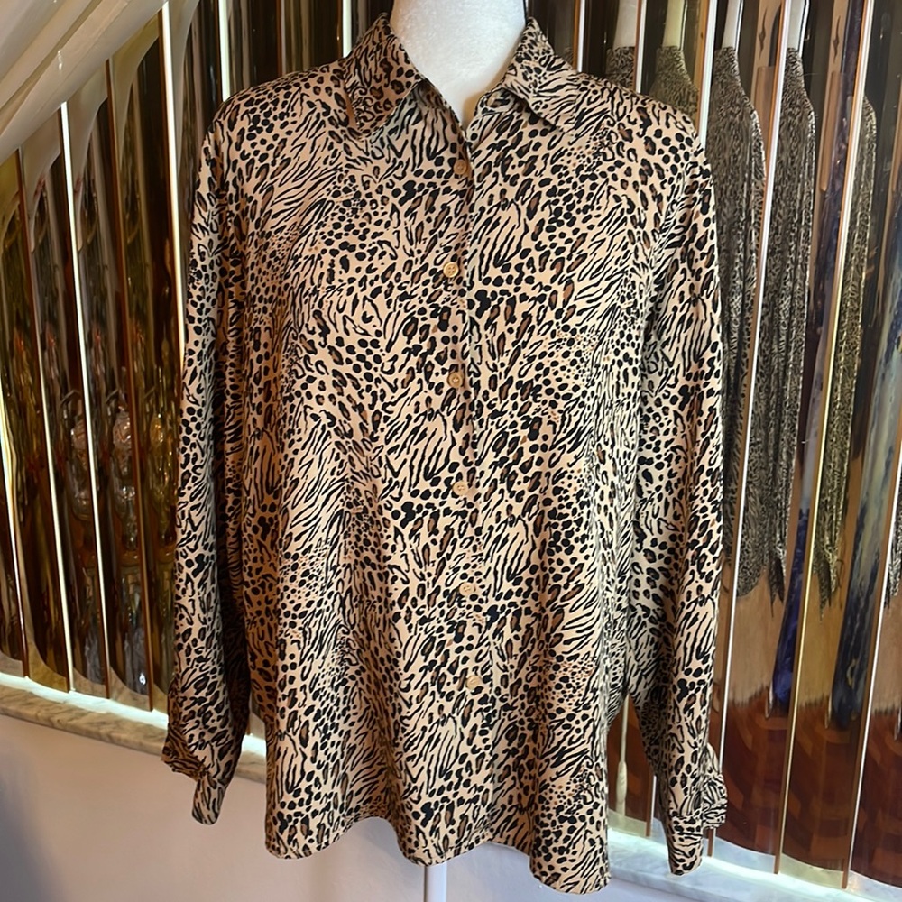 Animal Print KAREN SCOTT Dressy Blouse, size L